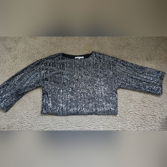 Elegant Black Sequin Women's Top Sz. Medium Cupcake & Cashmere - Picture 2 of 11